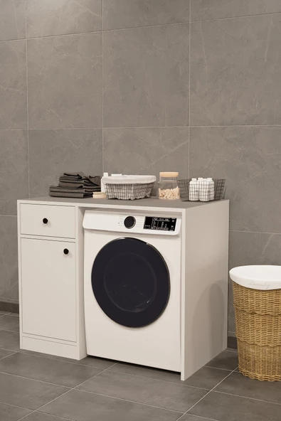 Evdemo Sena Çamaşır Makinesi Dolabı Beyaz ürün görseli 1