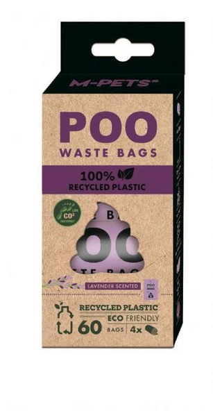 M-Pets Poo %100 Recycled Dışkı Poşeti Lavanta Kokulu 4x15 Yaprak ürün görseli 1