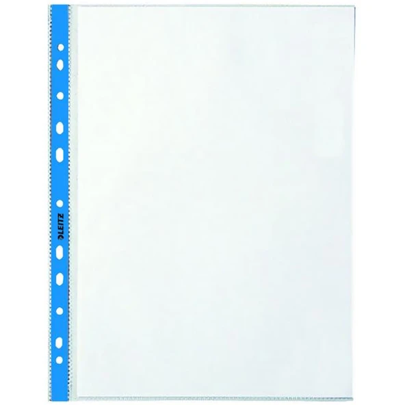 Leitz Poşet Dosya Kristal Mavi Kenarlı A4 100 Lü L-4700 ürün görseli 1