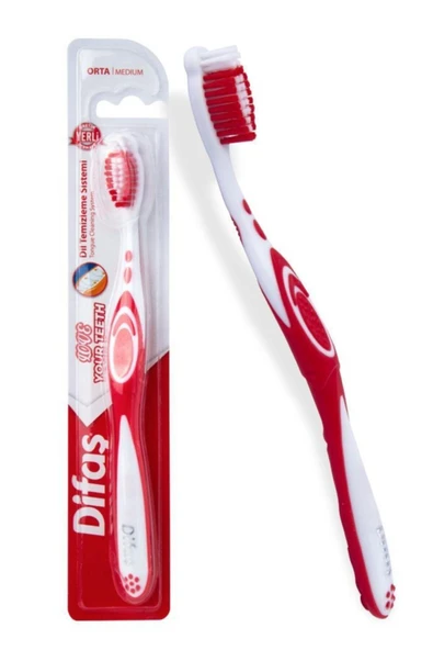 Difaş Love Your Teeth Diş Fırçası Kırmızı - Beyaz ürün görseli 1