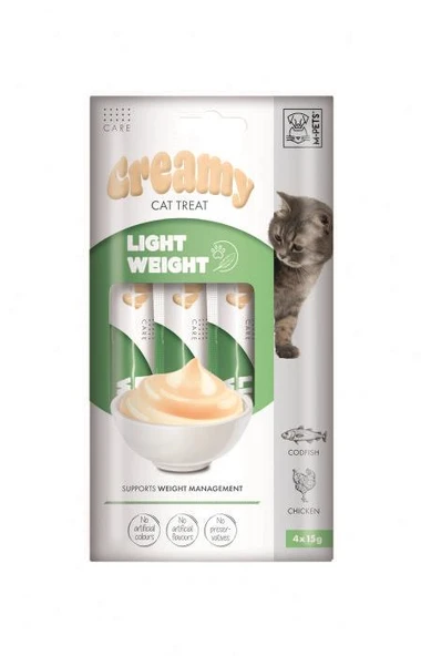 M-Pets Creamy Light Weight Tavuklu ve Morina Balıklı Kedi Ödülü 4x15 Gr ürün görseli 1