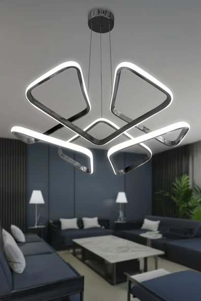 Dron Köşeli Modern Sarkıt Led Avize Salon & Oturma Odası Avizesi ürün görseli 1