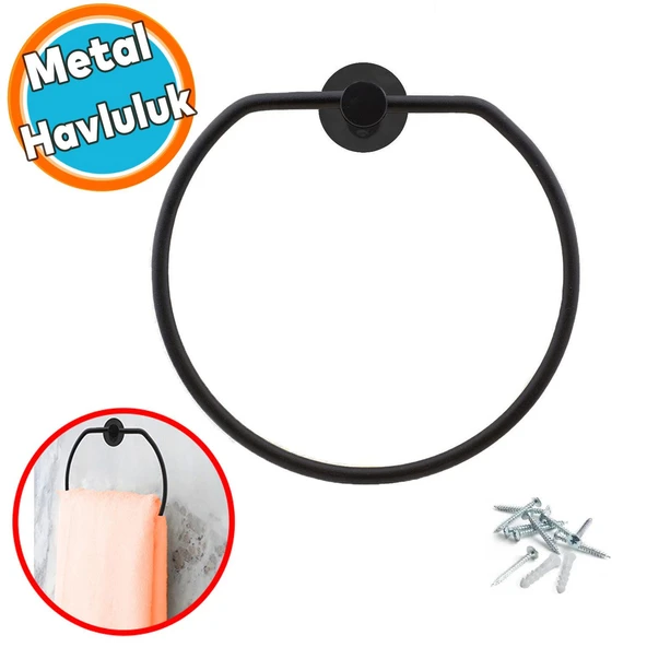 Bez Havluluk Aparatı Lavabo Banyo Mutfak Bez Havlu Askısı Siyah Paslanmaz Vidalı Metal ürün görseli 1