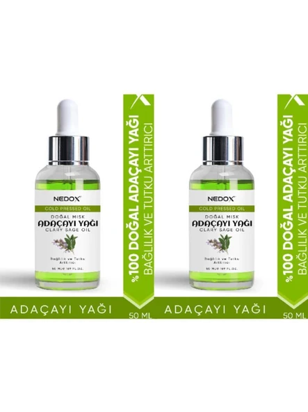 NEDOX 2 Adet Misk Adaçayı Yağı %100 Doğal Bağlılık Ve Tutku Arttırıcı Clary Sage Oil 50 Ml ürün görseli 1