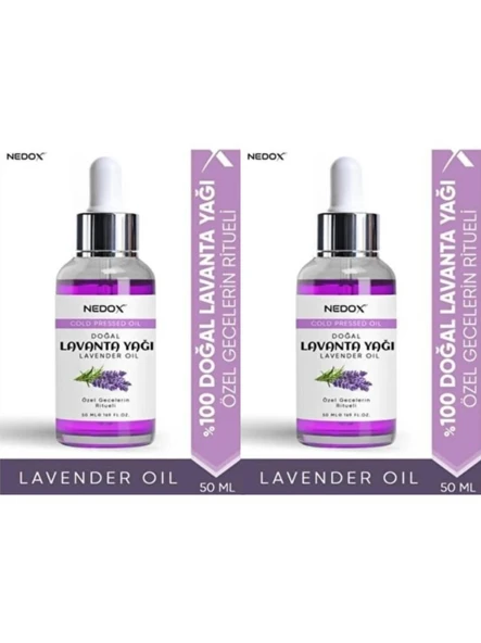 NEDOX 2 Adet Lavanta Yağı %100 Doğal Bitkisel Özel Gecelerin Ritueli Lavender Oil 50 Ml ürün görseli 1