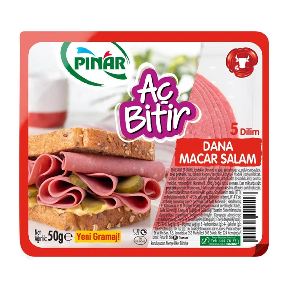 PınarAç Bitir Dana Macar Salam 50 gr ürün görseli 1