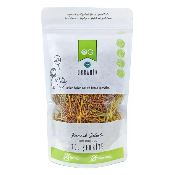 Og Organik Karışık Sebzeli Tam Buğday Tel Şehriye 180 gr ürün görseli 1