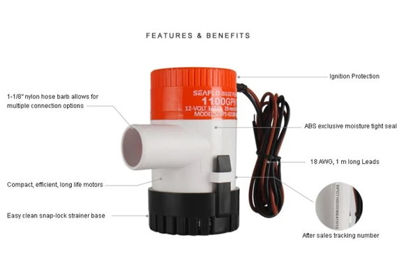 Seaflo Sintine Pompası 1100 Gph 12 V - Resim 2