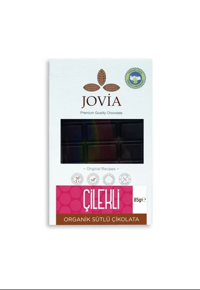 Jovia Organik Çilekli Sütlü Çikolata 85 gr ürün görseli 1