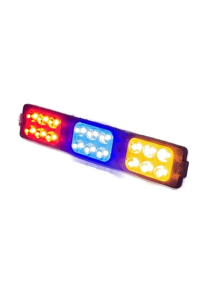 Polis çakar IP65 2835SMD Kırmızı Mavi Sarı Flaş Strobe Işıklar Aydınlatma oto araba motor 200LM LED DC 12V 9W 18 Göz Led 3 Renk 150x26MM ürün görseli 1