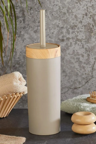 Flora Bambu Desen WC Klozet Fırçası Plastik, Tuvalet Banyo WC Temizleme Fırçası Kahve ürün görseli 1