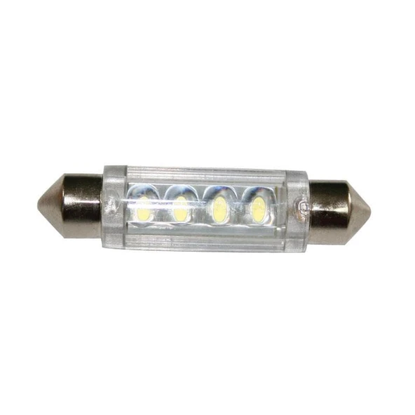 Ampül 12V, LED, T11, SV8.5-8, cool white - 4 LEDs, 11x41mm ürün görseli 1