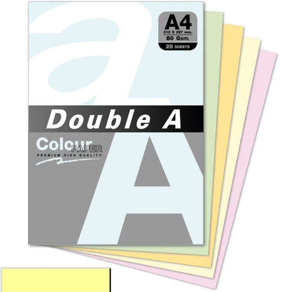 Double A Renkli Kağıt 25 Lİ A4 80 GR Pastel Cheese ürün görseli 1