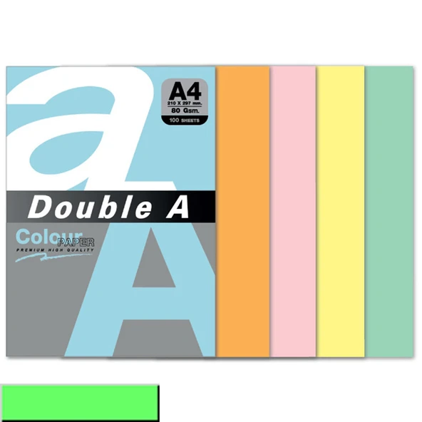 Double A Renkli Kağıt 100 LÜ A4 80 GR Pastel Zümrüt Yeşili ürün görseli 1