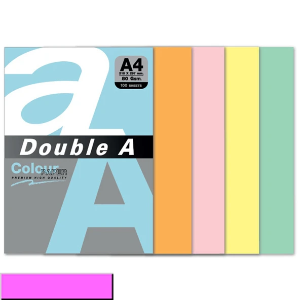 Double A Renkli Kağıt 100 LÜ A4 80 GR Pastel Pembe ürün görseli 1