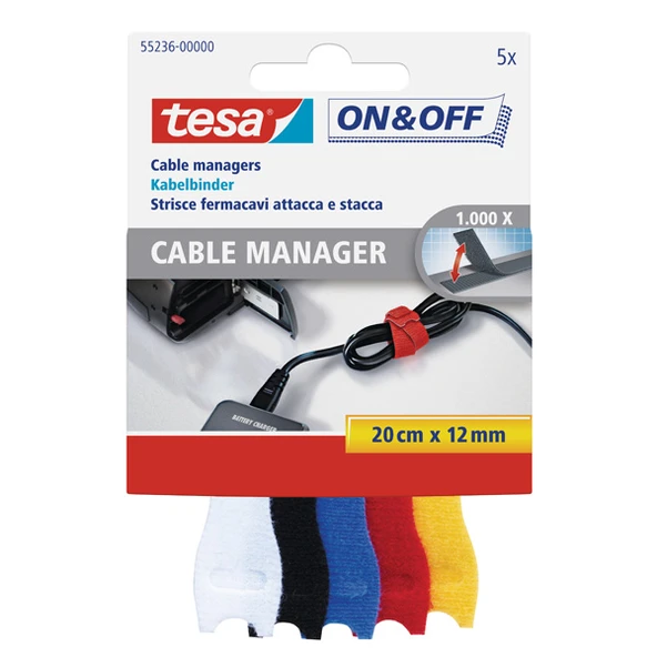 Tesa Kablo On & Off Organizatörü Renkli 5 Lİ 0.2 M 12 MM 55236-00000-01 ürün görseli 1