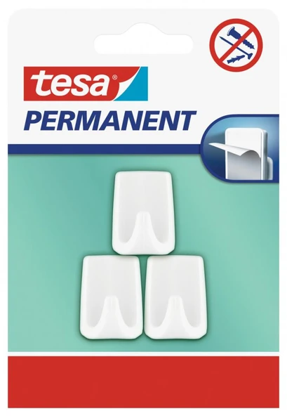 Tesa Permanent Askı Plastik Küçük Dikd. Beyaz 3adt 66606 ürün görseli 1
