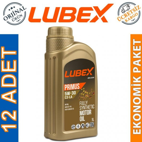 Lubex Primus C3-LA 5W-30 1 Lt Partiküllü Motor Yağı (12 Adet) ürün görseli 1
