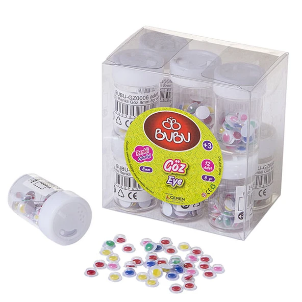 Bu-Bu Oynar Göz 8 MM Renkli 8 GR BUBU(12 li) ürün görseli 1