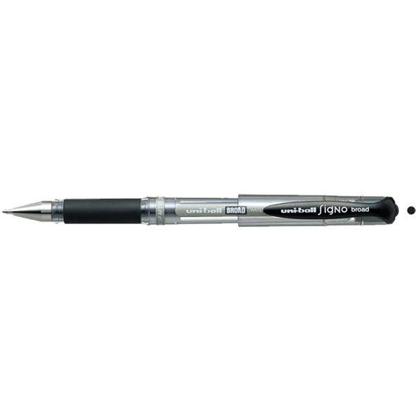 Uni-Ball Roller Kalem ( 12 adet )  Signo Broad Jel Bilye Uç İmza Kalemi 1.0 MM Siyah UM-153 ürün görseli 1