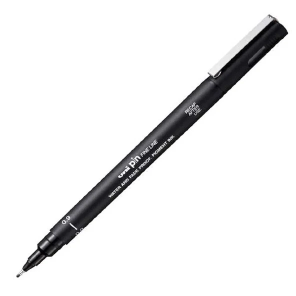 Uni-Ball Çizim Kalemi Akrilik Uçlu Fine Line Pin 0.9 MM Siyah PIN 09-200(S) ( 12 ADET ) ürün görseli 1