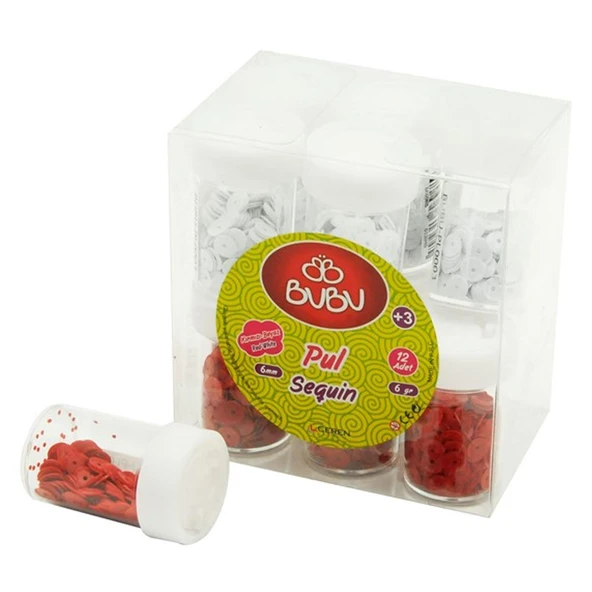 Bu-Bu Pul Kırmızı-Beyaz 6 GR 12 Li kutu Pvc ürün görseli 1