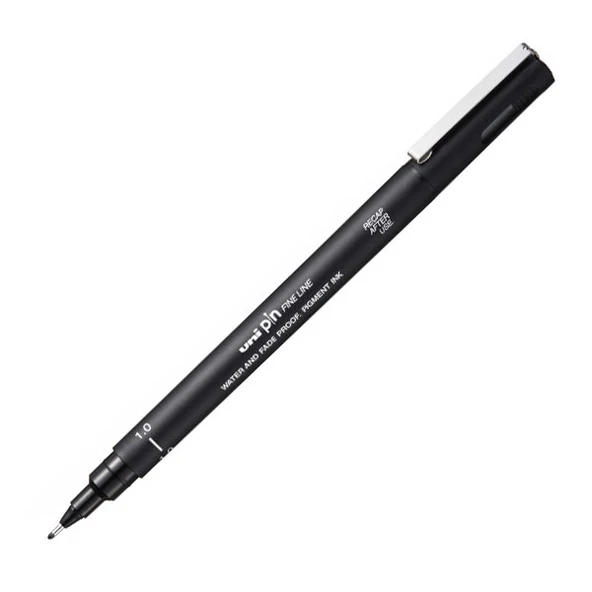 Uni-Ball Çizim Kalemi ( 12 adet)Akrilik Uçlu Fine Line Pin 1.0 MM Siyah PIN 10-200(S) ürün görseli 1
