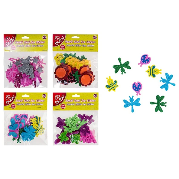 Bu-Bu Sticker Simli Çiçek Pvc 24 LÜ BUBU-STS005 - Resim 2