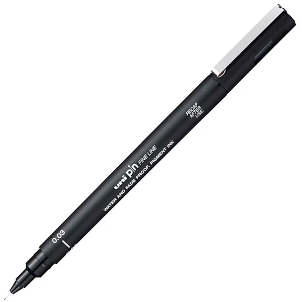 Uni-Ball Çizim Kalemi Akrilik Uçlu Fine Line Pin 0.03 MM  Siyah-12-PKT ürün görseli 1