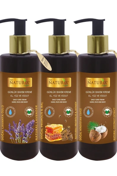 Propolis & Bal Özlü + Lavanta + Hindistan Cevizi El, Yüz ve Vücut Bakım Kremi 250 Ml 3'lü Set ürün görseli 1