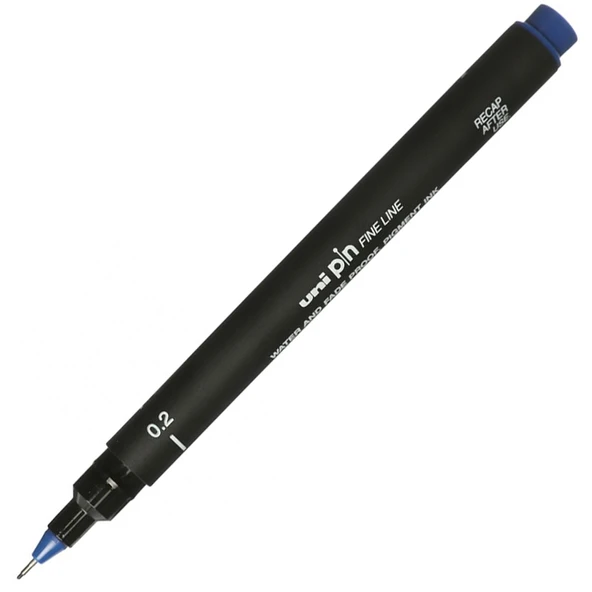 Uni-Ball Çizim Kalemi Akrilik Uçlu Fine Line Pin 0.2  MM Mavi-12-PKT ürün görseli 1