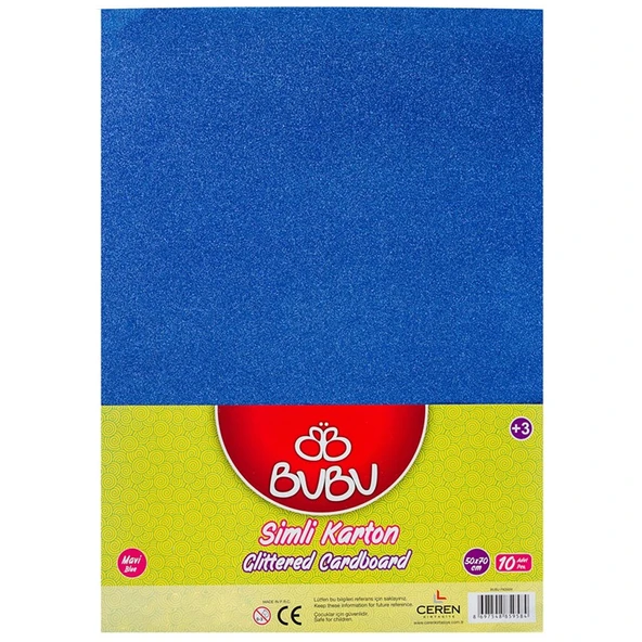 Bu-Bu Fon Kartonu Simli 50x70 Mavi 10 LU BUBU-FK0009 ürün görseli 1