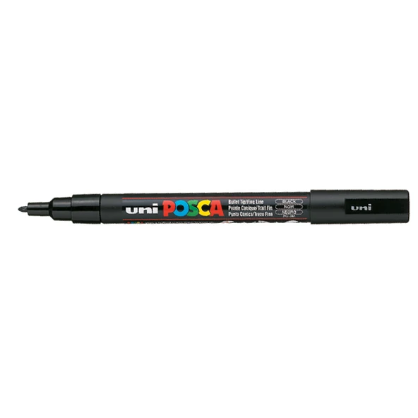 Uni-Ball Markör Boyama Posca Su Bazlı Poster 0.9-1.3 MM Siyah PC-3M ürün görseli 1