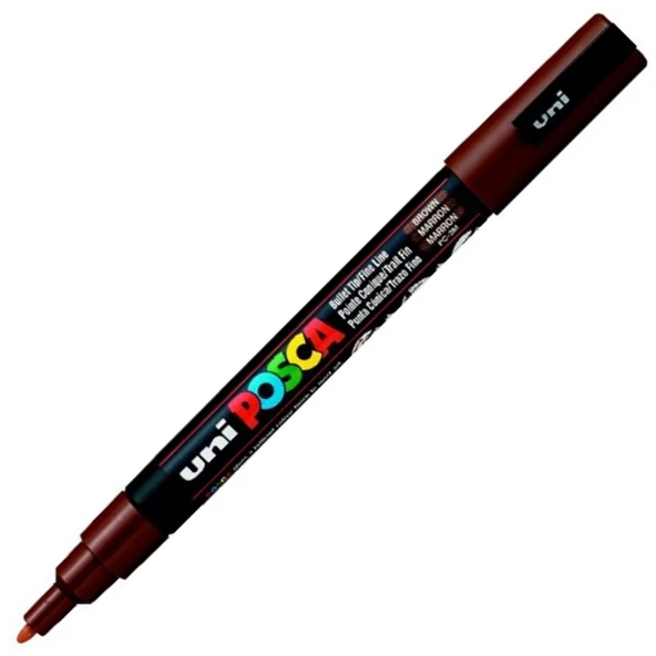 Uni-Ball Posca 0.9-1.3 Su Bazlı Poster Markörü Kahverengi PC-3M ürün görseli 1