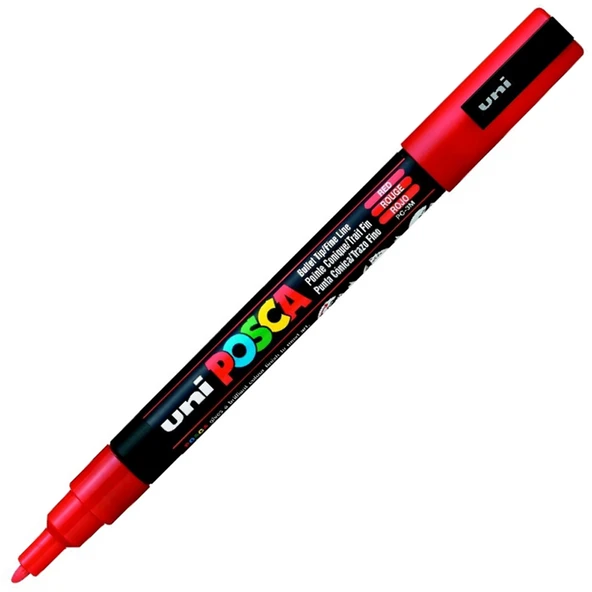 Uni-Ball Posca 0.9-1.3 Su Bazlı Poster Markörü Ş.Kırmızı N PC-3M ürün görseli 1