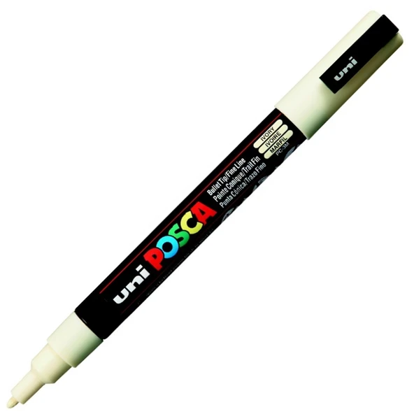 Uni-Ball Posca 0.9-1.3 Su Bazlı Poster Markörü Fildişi N PC-3M ürün görseli 1