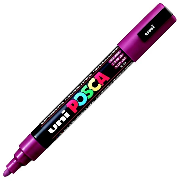 Uni-Ball Posca 1.8-2.5 Su bazlı Poster Markörü Ş.Kırmızı PC-5M ürün görseli 1