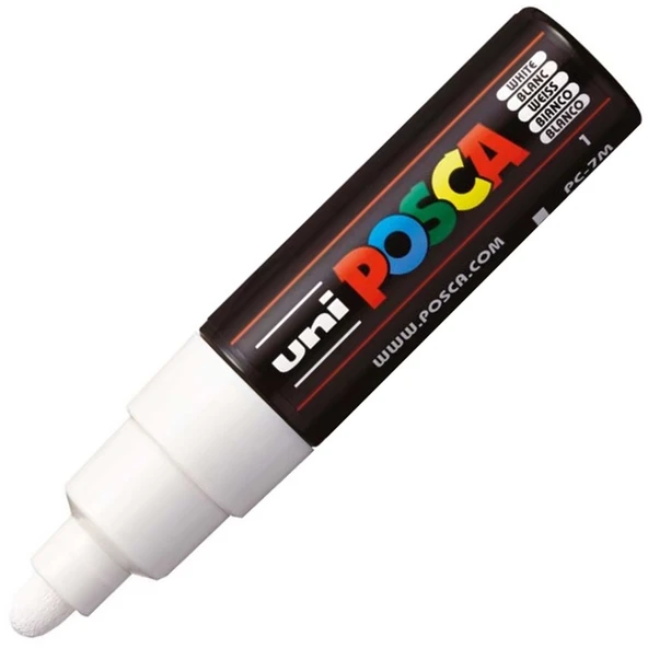 Uni-Ball Posca 4.5-5.5 Su Bazlı Poster Markörü Beyaz PC-7M ürün görseli 1