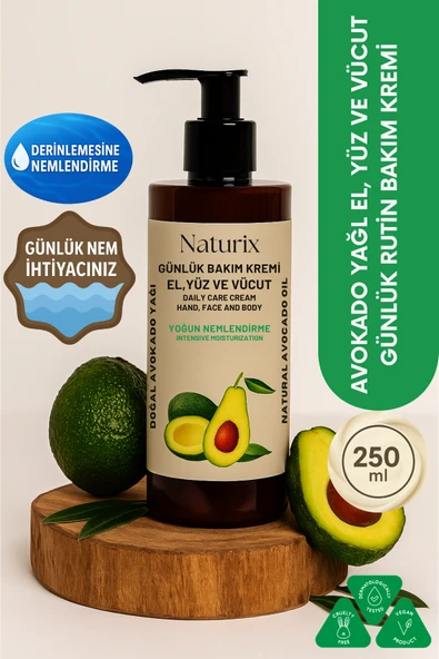 Avokado Özlü El, Yüz ve Vücut Bakım Kremi 250 Ml - Nemlendirici ve Onarıcı Vücut Losyonu ürün görseli 1