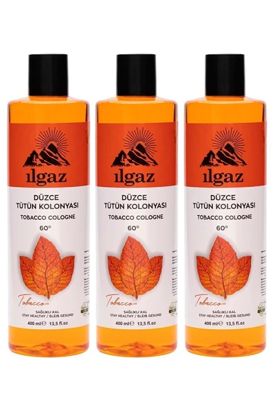 Ilgaz 3'lü Tütün Kolonyası Seti - 3 x 400 ml Eau De Cologne - Kalıcı ve Ferahlatıcı Otantik Koku ürün görseli 1