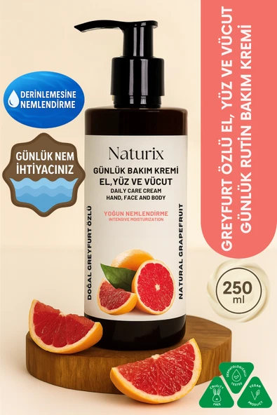 Greyfurt Özlü El, Yüz ve Vücut Bakım Kremi 250 Ml - Nemlendirici ve Onarıcı Vücut Losyonu ürün görseli 1