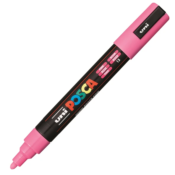 Uni-Ball Posca 1.8-2.5 Su Bazlı Poster Markörü Pembe N PC-5M ürün görseli 1