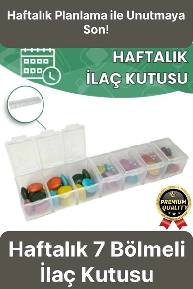 Dayanıklı Düzenleyici Organizer Abs Plastik Şeffaf Haftalık Günlük 7 Bölmeli İlaç Hap Saklama Kutusu ürün görseli 1