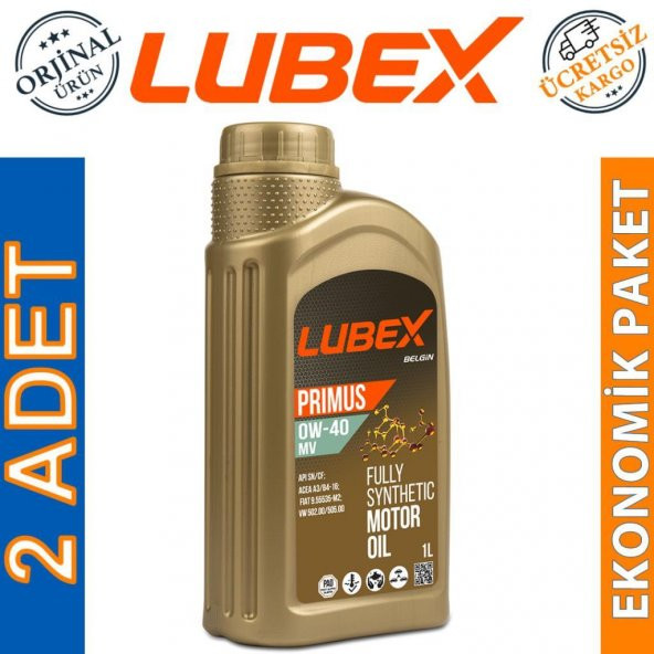Lubex Primus MV 0W-40 1 Lt Tam Sentetik Motor Yağı (2 Adet) ürün görseli 1