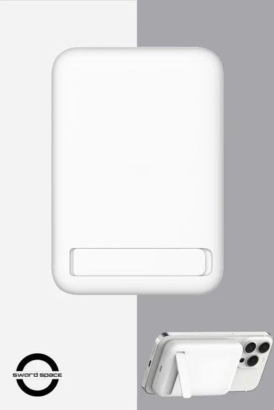 SWORD Magsafe Powerbank 10.000mAh 20W Hızlı Şarj Standlı ve Taşınabilir iPhone ve Android Uyumlu Beyaz SW-MGSF10 ürün görseli 1