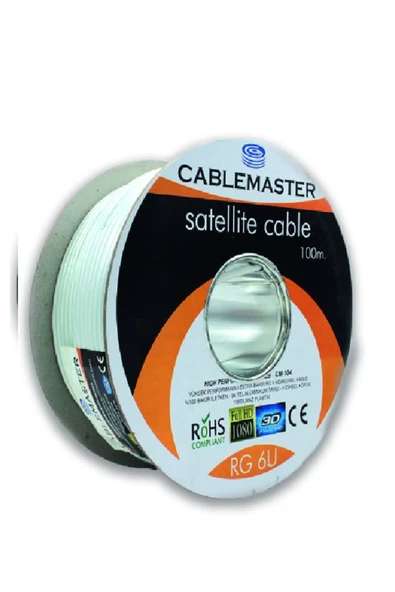 CABLEMASTER Uydu Çanak Anten Kablosu CM-104 80 TEL RG6 U4 EXTRA BAKIR KOAKSİYEL KABLO 100  METRE ürün görseli 1