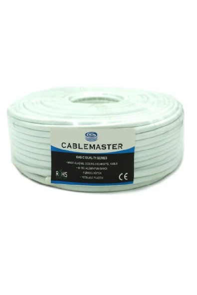 CABLEMASTER Uydu Çanak Anten Kablosu CM-101 48 TEL RG6 U4 BAKIR ALIŞIMLI MAKARASIZ KOAKSİYEL KABLO 100  METRE ürün görseli 1
