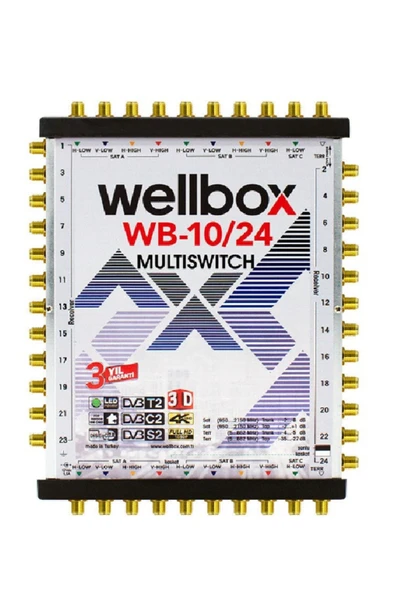 wellbox 10/24 Yüksek Sinyal Toplama Özellikli 24 Daireli Merkezi Uydu Santralı Adaptör Dahil Multiswitch ürün görseli 1
