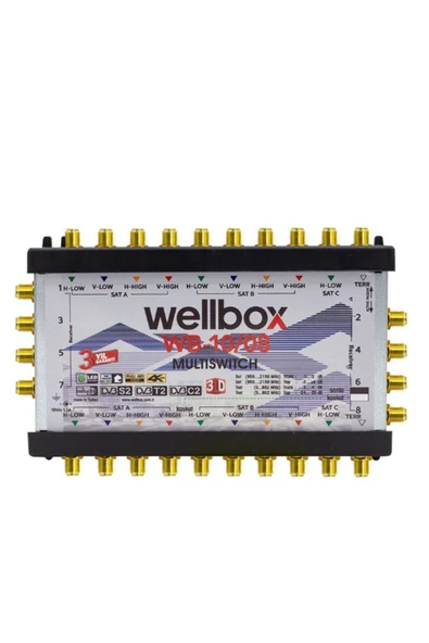 wellbox 10/8 Yüksek Sinyal Toplama Özellikli 8 Daireli Merkezi Uydu Santralı Adaptör Dahil Multiswitch ürün görseli 1