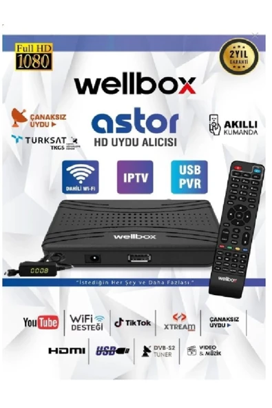 wellbox Sinema Paketli Kendinden Wifli Mini Full HD Uydu Alıcı Tiktok Youtube Ücretsiz Giriş Free İP TV ürün görseli 1
